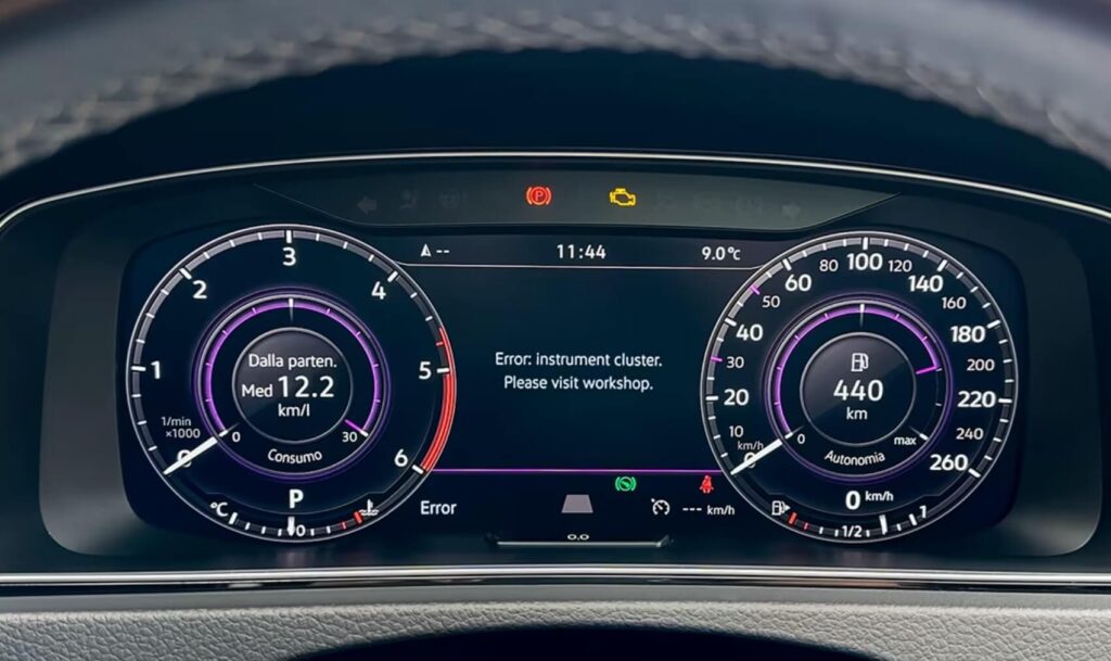 Error: instrument cluster. Please visit workshop.