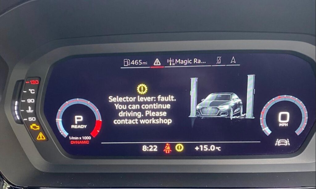 "Selector lever: fault. You can continue driving." DTC kodovi 41686 i P27F5 00