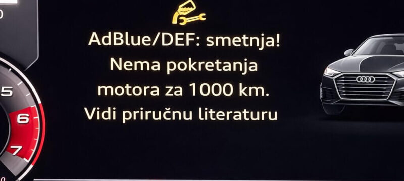 AdBlue/DEF: smetnja! Nema pokretanja motora za 1000 km. Vidi prirucnu literaturu